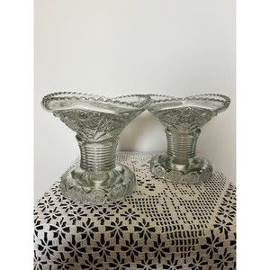Vintage McKee Concord Cut Crystal Vases/Stands